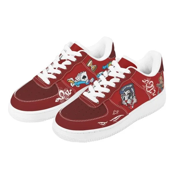 Grizzly and Cat Gambler Men's Low Top Leather Shoes