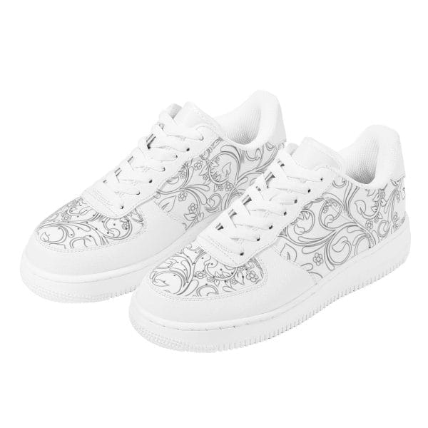 Drawn Flowers Men's Low Top Leather Shoes