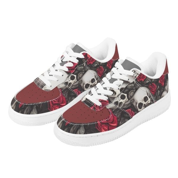 Skull and Rose Men's Low Top Leather Shoes