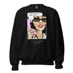 Cartoon Comic Girl Talking on the Telephone Sweatshirt featuring a fun and quirky cartoon design.