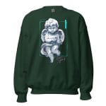 Teen Spirit Calligraphy Sweatshirt with a stylized angel and pink "Teen Spirit" text on a modern background.