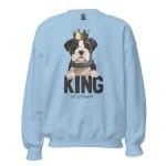 Funny Dog King Sweatshirt featuring a playful design of a dog wearing a crown.