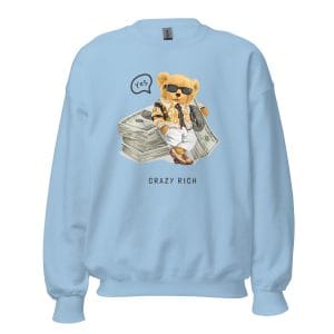 Rich Bear Sweatshirt featuring a bold and luxurious plush bear with dollar bills design.