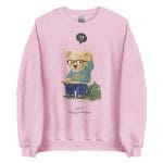 Just Stay Curious Sweatshirt featuring a whimsical teddy bear dressed as a student.