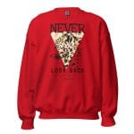 Leopard Never Look Back Sweatshirt featuring a bold leopard design.