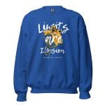 Limits Are Illusion Sweatshirt featuring a bold slogan and vibrant flower design.