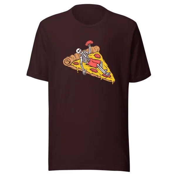Skeleton Sunning Itself on a Pizza - Unisex t-shirt