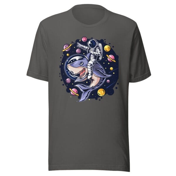 Astronauts Ride a Shark - Unisex t-shirt with Double-Sided Print