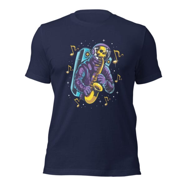 Astroskull Playing Saxophone - Unisex t-shirt with Double-Sided Print
