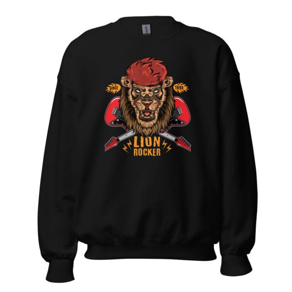 Lion Rocker Sweatshirt featuring a bold and edgy lion rocker design.