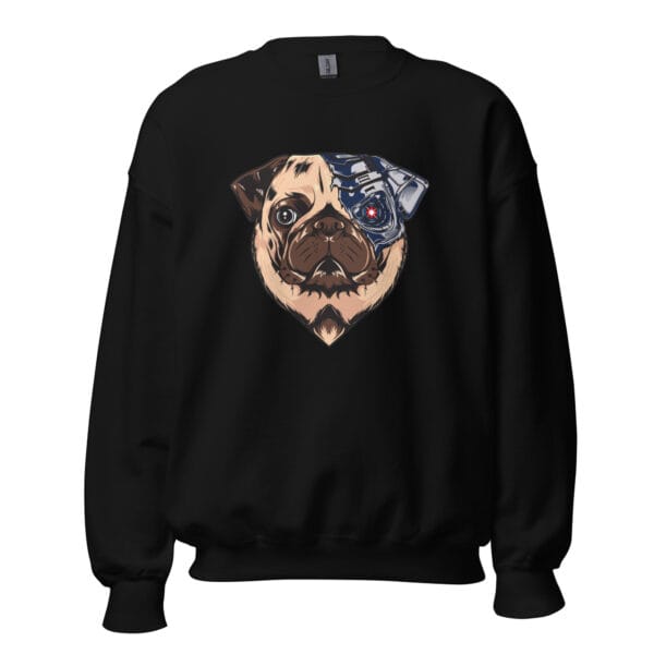Cyber Pug Sweatshirt featuring a bold and futuristic cyber pug design.