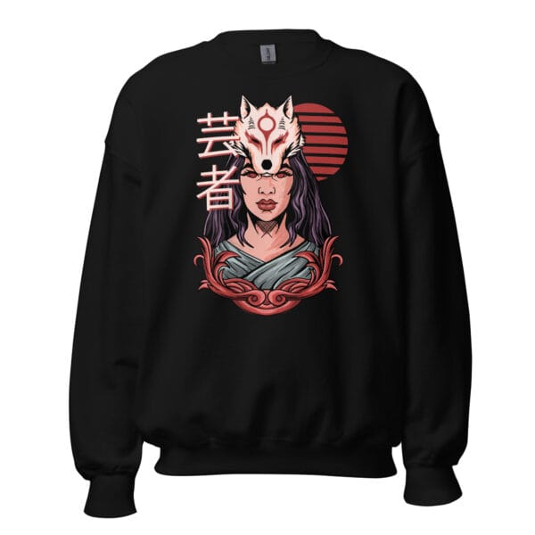 Japanese Kitsune mask sweatshirt with intricate detailing