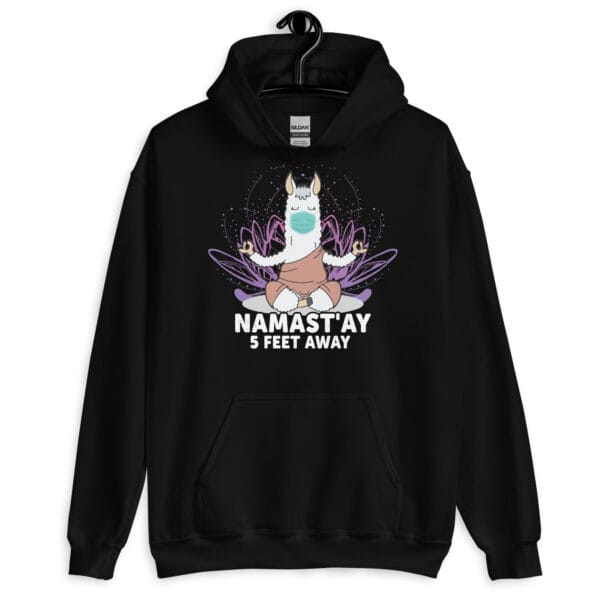 Llama Zen Hoodie featuring a serene llama in a zen pose.