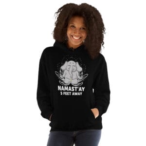 Elephant Zen Hoodie featuring a serene elephant in a zen pose.