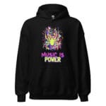 Guitar Spider Hoodie featuring a bold and edgy spider playing a guitar.