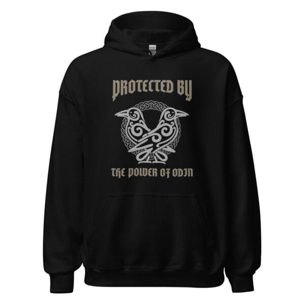 Protected by the Power of Odin Hoodie featuring a bold Norse mythology-inspired design.
