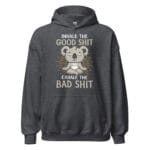Inhale Peace, Exhale Stress Hoodie featuring a serene mantra design.