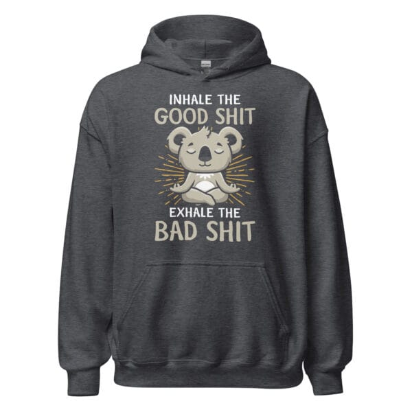 Inhale Peace, Exhale Stress Hoodie featuring a serene mantra design.