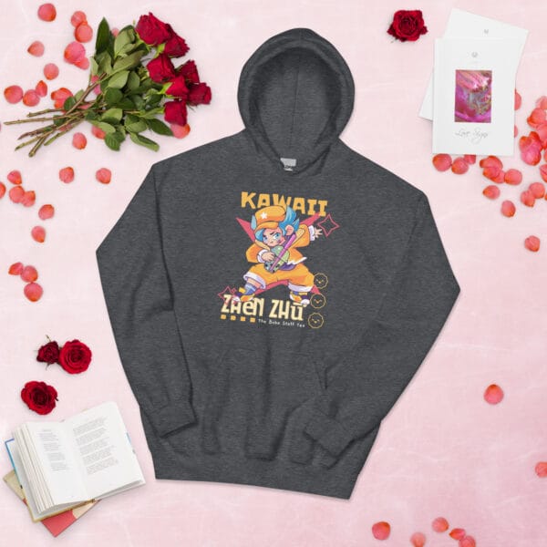 Kawaii Hoodie featuring an adorable anime character holding a bubble tea cup.