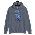 Cute but Psycho Hoodie featuring a bold horror teddy bear illustration.