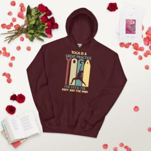 Yoga for All Hoodie featuring a bold and inclusive yoga-inspired design.