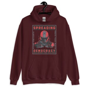 Space Soldier Hoodie featuring a bold and futuristic space soldier illustration.