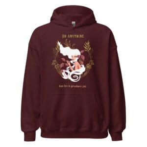 Joyful Journey Hoodie featuring a beautiful Art Nouveau-inspired illustration of a woman.