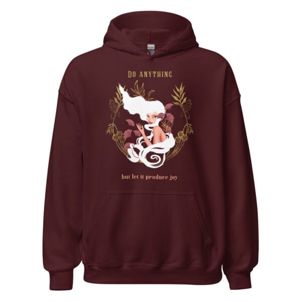 Joyful Journey Hoodie featuring a beautiful Art Nouveau-inspired illustration of a woman.