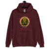 Lionheart Hoodie featuring a fierce golden lion with geometric symbols and an inspiring quote.