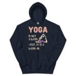 My Yoga Story Hoodie featuring a unique yoga-inspired design.