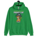 Pirate Cat Hoodie featuring a playful pirate cat with a hat and mischievous grin.