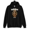 The Rebel Games Began Unisex Hoodie with a golden snake trophy and rose design.