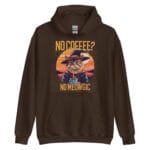 No Coffee, No Meowgic Unisex Hoodie with a cute cat sipping coffee graphic.