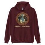 Empires' Silent Roar Unisex Hoodie with a bold design of a gladiator and lion locked in an intense gaze.
