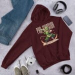 Pro Warrior Unisex Hoodie with a bold kung fu cat graphic on the chest.