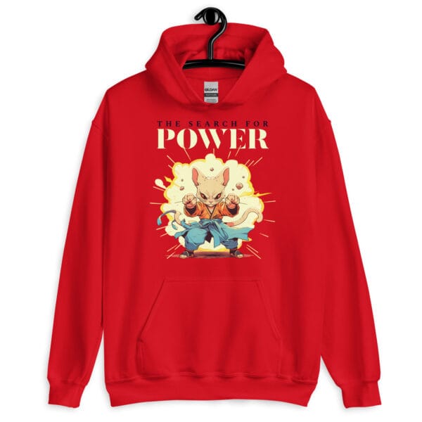 The Search for Power Unisex Hoodie featuring a magical cat design.