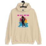 There’s a Hero in All of Us Unisex Hoodie with a bold, empowering design on the front.