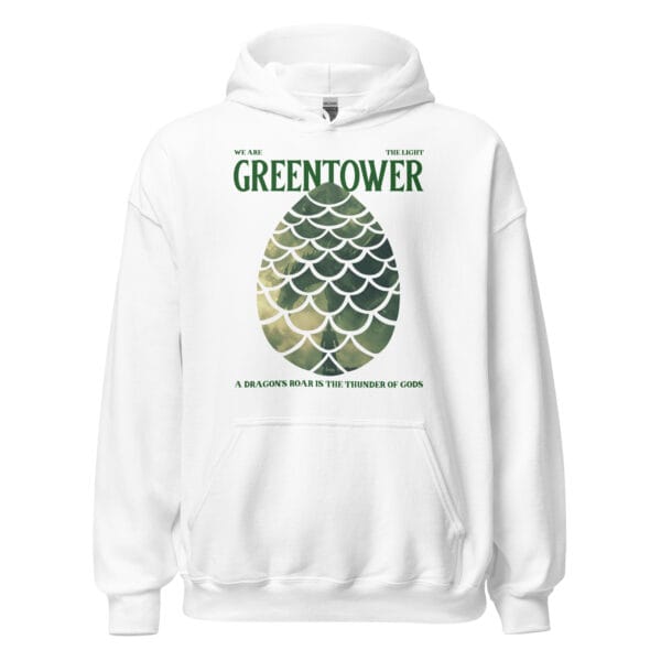 We Are GreenTower Unisex Hoodie with a bold dragon egg graphic on the chest.