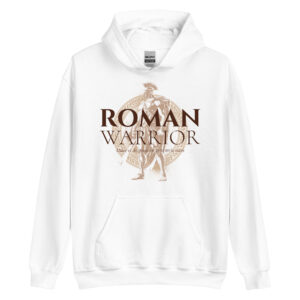 Roman Warrior Unisex Hoodie showcasing a detailed graphic of a Roman soldier.