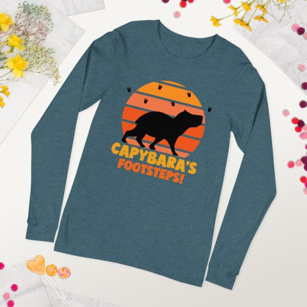Capybaras Footsteps Tee featuring a playful capybara footprint illustration