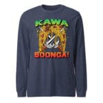 Unisex long sleeve tee with a fun pizza and sai weapon design