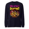 Unisex long sleeve tee featuring a fearless female squad in yellow monster-hunting suits