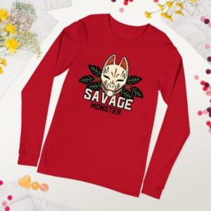 Unisex long sleeve tee featuring an intense and bold mask design