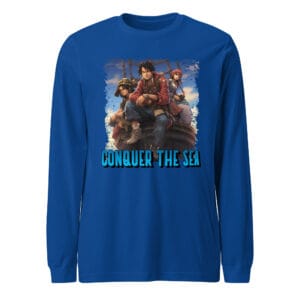 Conquer the Sea Tee featuring a bold nautical-themed illustration