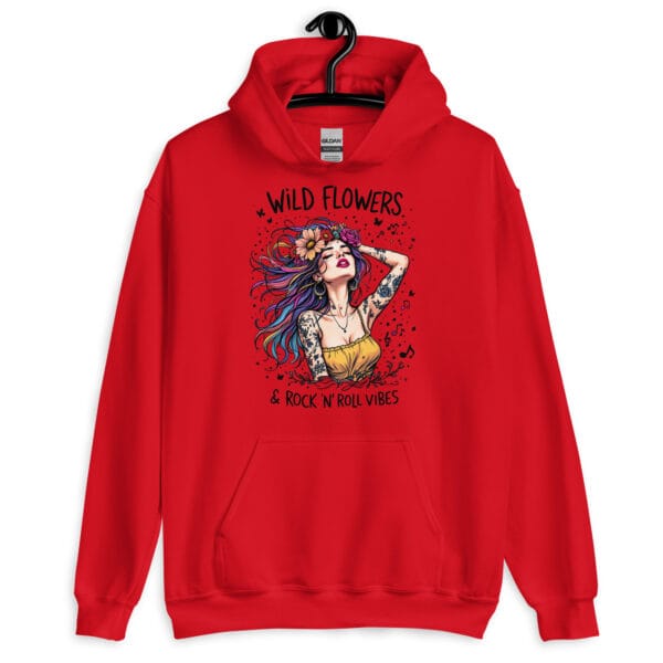 Wild Flowers & Rock 'N' Roll Vibes - Unisex Hoodie with Double-Sided Print