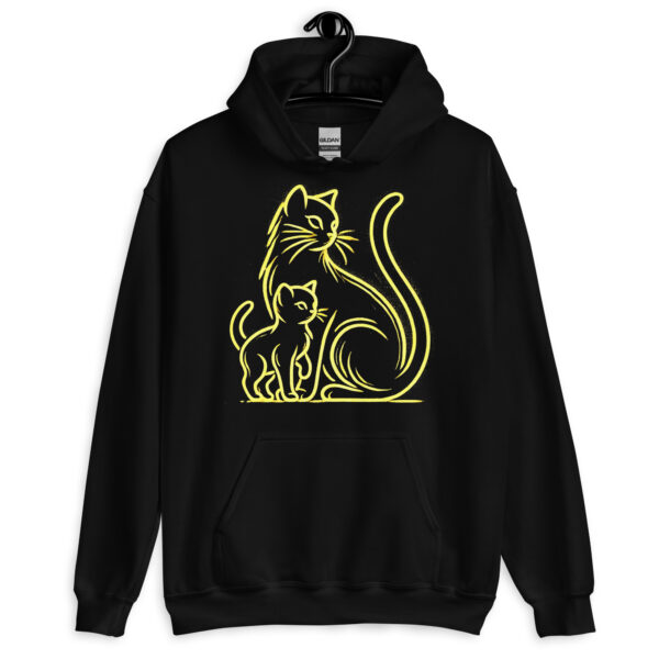 Elegant Cat and Kitten Outline - Unisex Hoodie