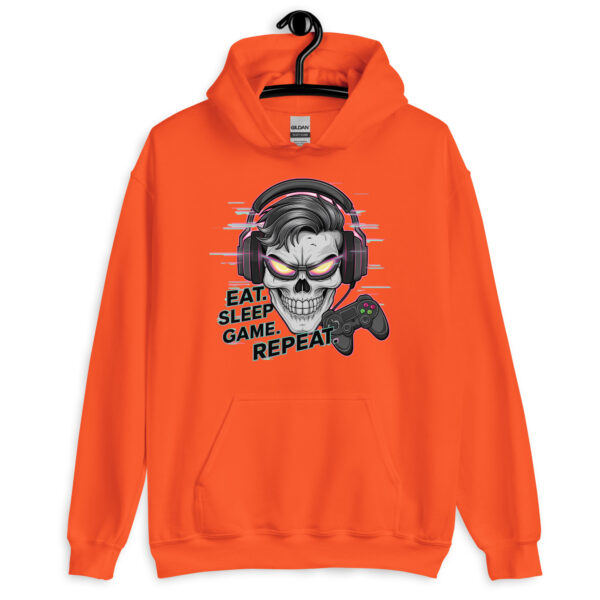 Eat. Sleep. Game. Repeat. Glowing Gamer Skull - Unisex Hoodie