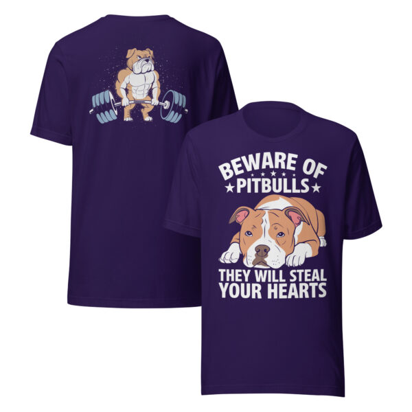 Beware of Pitbulls Heart Stealer - Unisex T-Shirt with Double-Sided Print