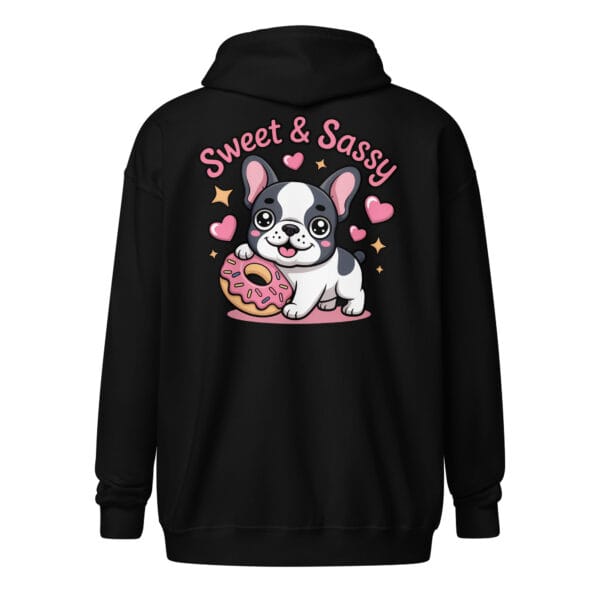 Sweet & Sassy Frenchie (Back Print) - Unisex heavy blend zip hoodie