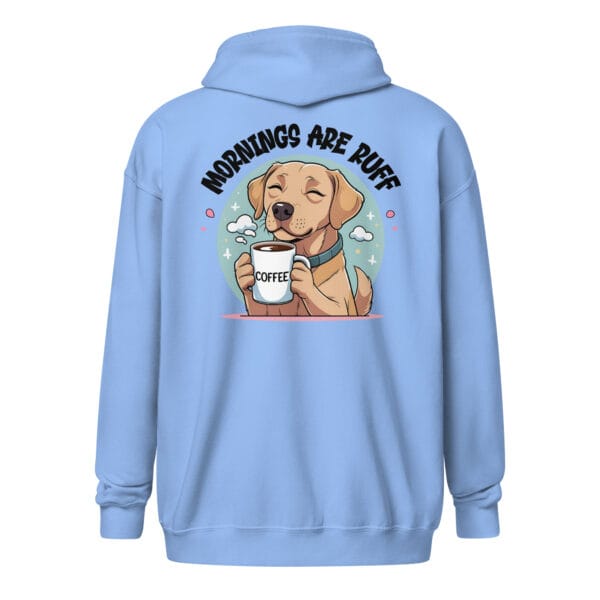 "Mornings are RUFF" Funny Labrador Coffee - Unisex Heavy Blend Zip Hoodie